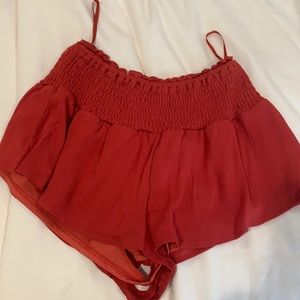 Red flowy shorts